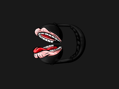 Headset with a mouth black digital illustration digitalart drawing drawings graphic graphicdesign headphone headset illustraion illustrator lips mouth procreate teeth tongue