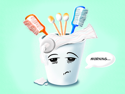 Good morning design digitalart graphicdesign illustration illustrator procreate toothbrush toothpaste