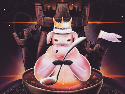 Royal pig soup art castle design digitalart graphicdesign illustration illustrator pig procreate soup