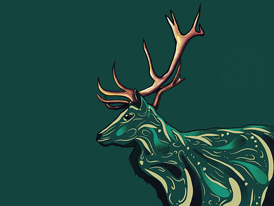 Deer art deer design digitalart graphicdesign green illustration illustrator poster procreate