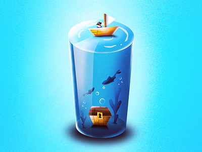 Looking for treasure art design digitalart glass graphicdesign illustration illustrator pirate procreate treasure water
