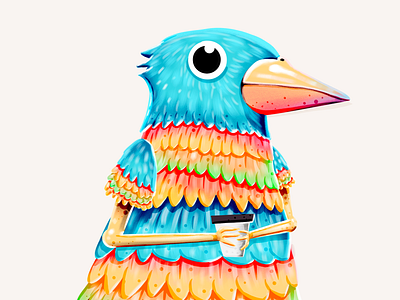 Bird with coffee animal art bird coffee color colorful colors creative design digitalart fun graphicdesign illustration illustrator procreate