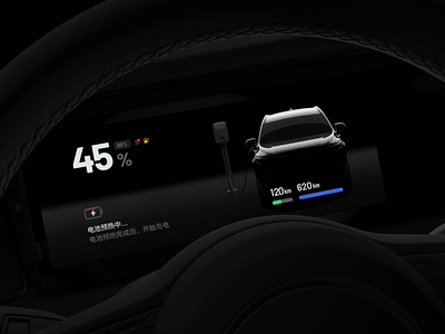 The HMI of a new energy vehicle in a charging animation battery car charging current digital hmi light motion suv ui