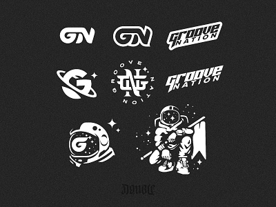Groove Nation Logo Collection atronaut branding dance design graphic design groove illustration logo logoset minimalistic monogram nation space streetwear