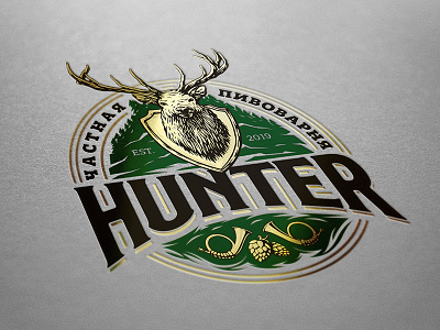 Logo for beer package art beer branding deer drawing hunter illustration logo vector