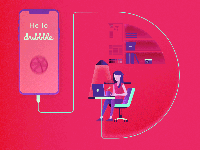 Hello Dribbble!!! animation debut shot designer first shot gif hello dribbble motion design motion graphics