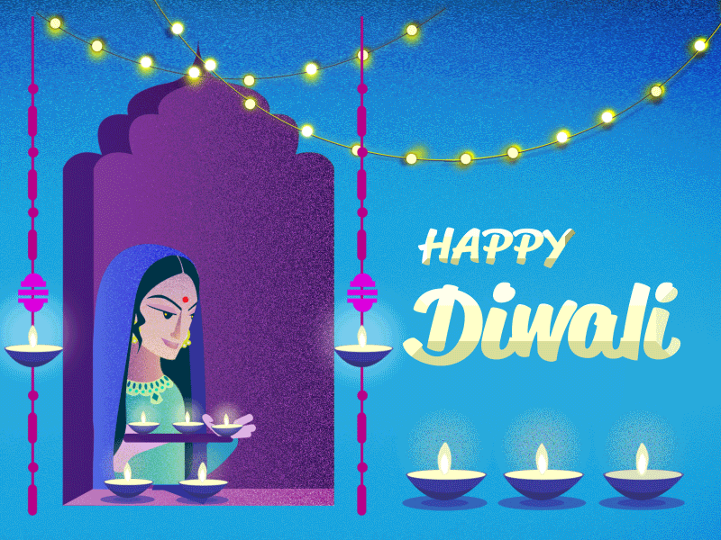 Diwali Card 2018 2d animation character diwali festival festive greeting lighting lights motion motion design motion graphics