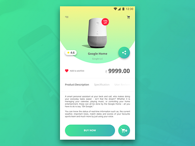 Single Product - Daily UI Challenge daily challenge ecart google home product shopping ui design