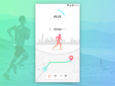 Fitness - Counter - UI Challenge android counter fitness map material design pedometer run travel ui design