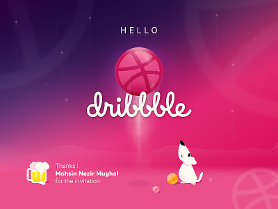 Hello Dribbble colors creative design dribble fantastic funny happy poster thanks theme