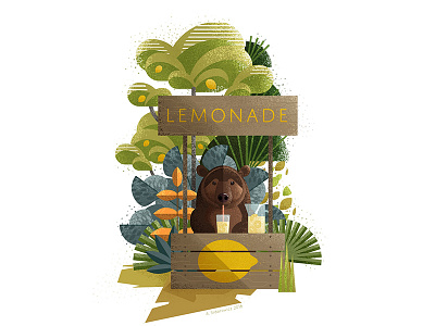 LemonadeBear bear illustration lemonade lemonade stand plants