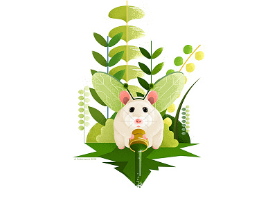 Hamster Fairy Godmother animals hamster illustration plants spring