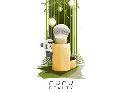 Panda & Brush for NÜNU beauty animals bamboo brush illustration logo panda