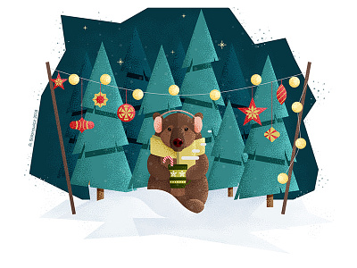 Xmas animals bear christmas christmas card illustration