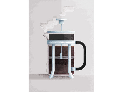 French Press coffee illustration