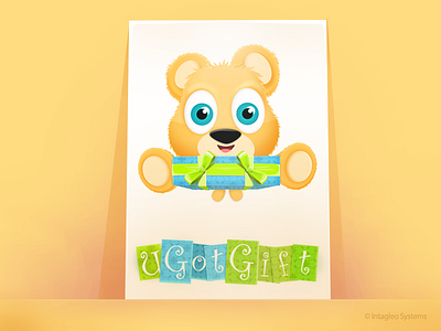 A Gift for You . . . bear blue eyes design gift got gift greeting greeting card greetings illustration teddy wrap you