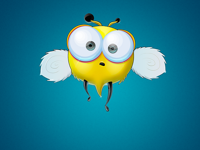 A Cute Fly big eyes blue bug cute design fly illustration yellow