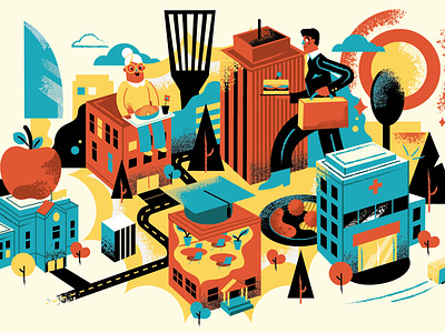 Food Service Director Magazine buisness character city design food graphicdesign hand lettering illustration man people