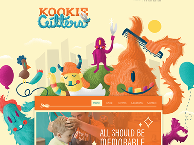 Kookie Cutters Website Re-design branding children cookie cutters cutters hair kids kookie logo monsters