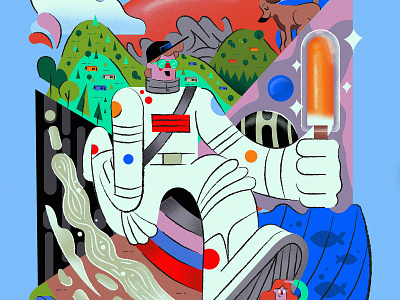 Cream Sickle astronaut chracter dog graphicdesign icecream illustration space trailer