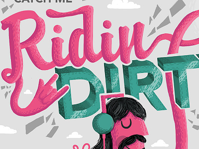 Ridin Dirty bike mustache ridin typography
