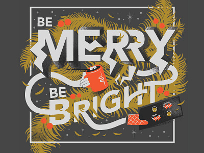Be Merry, Be Bright! christmas coco cookies graphic design hand lettering holiday hot chocolate illustrations typography