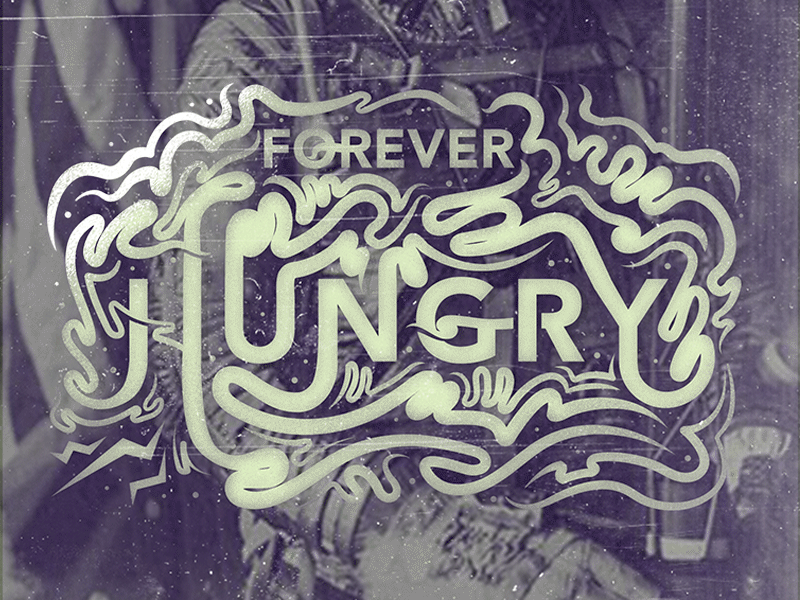 Forever Hungry astronauts hungry illustration shinny smoke space stars type