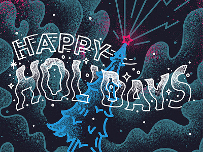 Happy Holidays christmas hand lettering happy holiday illustration space tree