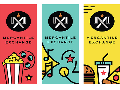 MX District Banners banners city food icon illustration movie music pizza popcorn smile stl stl louis