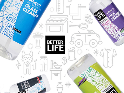 Better Life better life cleaning product design icons. natural package design packaging