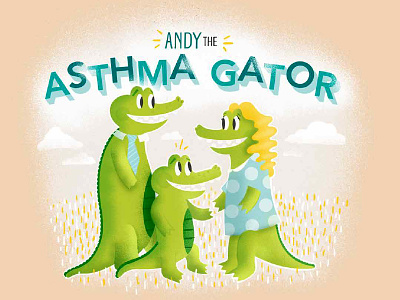 ASTHMA GATOR asthma book children gator grain illustration reptile vintage
