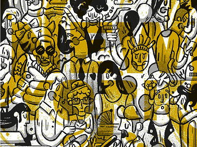 New York character city crowd doodle hand lettering new york ny people rainbow travel typography