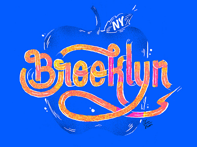 Home apple brooklyn city fruit graphic design hand lettering new york type