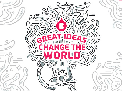 Great Ideas Change The World beliefs bxp character coffee creative explosion head ideas posters woman