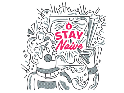 Stay Naive character creative draw ideas lines man pencil people sketch sparkle