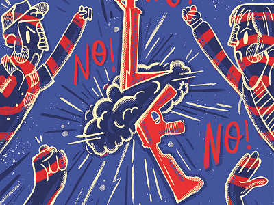 NO! characters explosion graphic design guns hands illustration march march for our lives people students