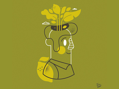 Lemon Tree botanical character head icon leaf lemon man organic plants