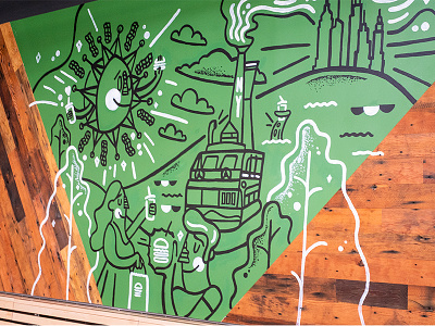 Mural Shake Shack character graphic design illustration landscape line work mural painting restaurant shack shake wall