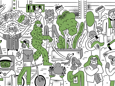 Shake Shack- Theater District Time Square character graphic design illustration line work mural new york people restaurant shack shake wall