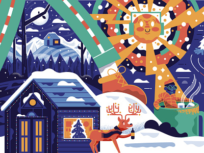 Winter WONDER land Pt. 2 character christmas graphicdesign house illustration land lights raindeer sun winter wonder