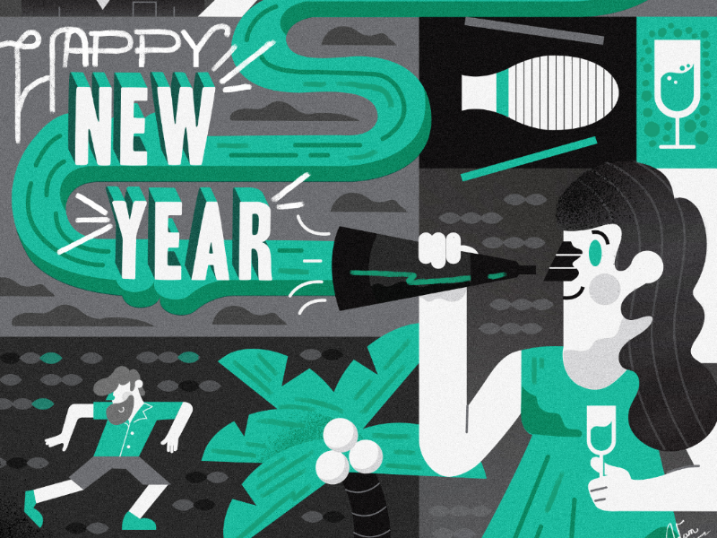 Happy 2019 celebrate dance woman character people newyearseve nye