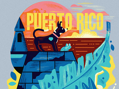 Puerto Rico dog frog graphicdesign illustration island nature poster puerto rico sun tropical