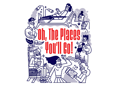 Oh, the places you'll go characters editorial graphicdesign illustration linework men people psychology women