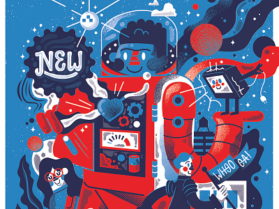 COOOOL! astronaut astronauts graphic design handlettering illustration people planets poster print roboto space