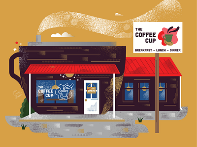 Coffee Cup. Nelsonville, Ohio building coffee cup diner graphic design illustration town