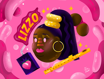 Lizzo booty character float graphicdesign illustration lettering lizzo music woman