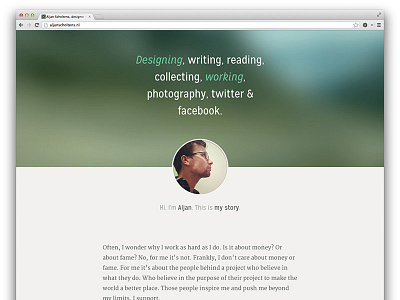 Personal website is live animations avatar blur light personal serif ui