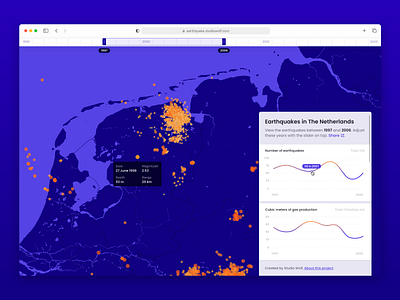 Earthquakes application data design earthquake graphic interface map slider ui web years