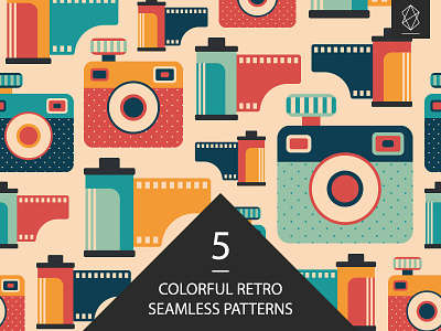 Retro media seamless pattern set