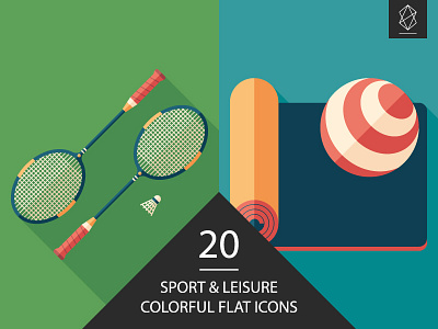 Sport and leisure flat icon set